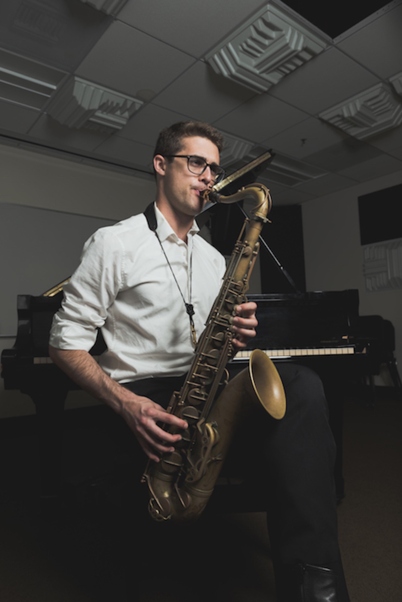 Ramsey Castaneda playing saxophone