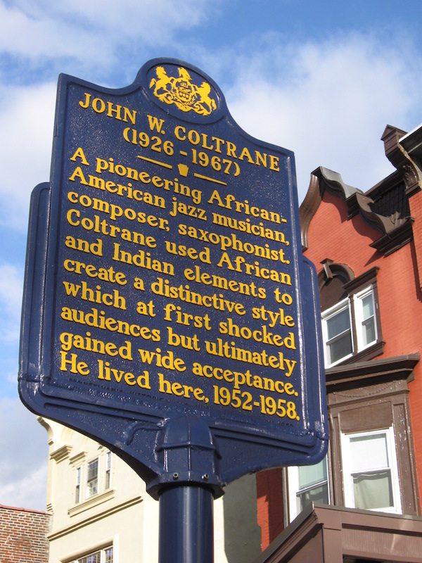 Pennsylvania historical marker for John Coltrane
