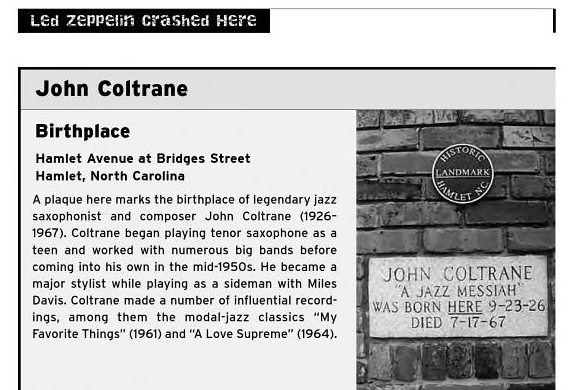 Coltrane commemorative plaque in Hamlet, NC