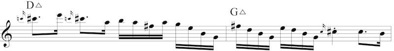 7th chord example with enclosure and grace notes