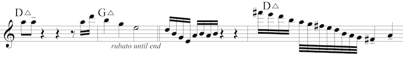 Final appearance of descending E minor 7