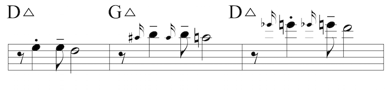 Articulation example 2 - three-note phrase